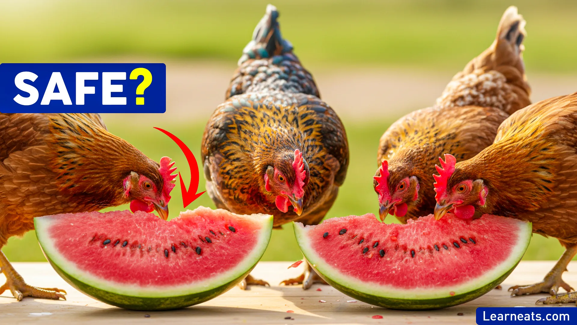 Chickens Eat Watermelon