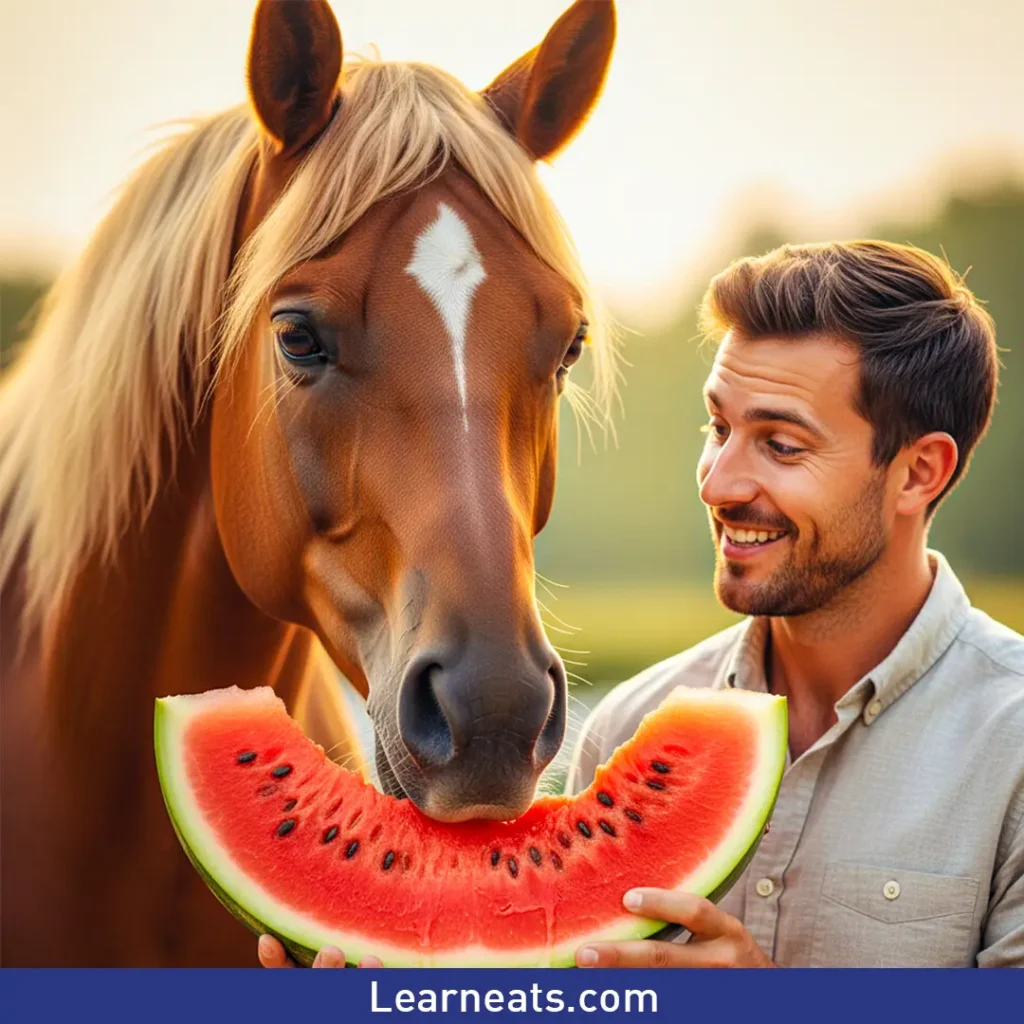 horses eat watermelon
